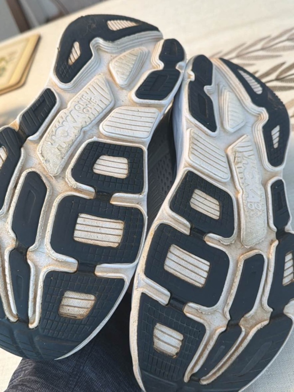 Hoka One One Dark Gray and Blue Logo Running Shoes - Picture 3 of 7